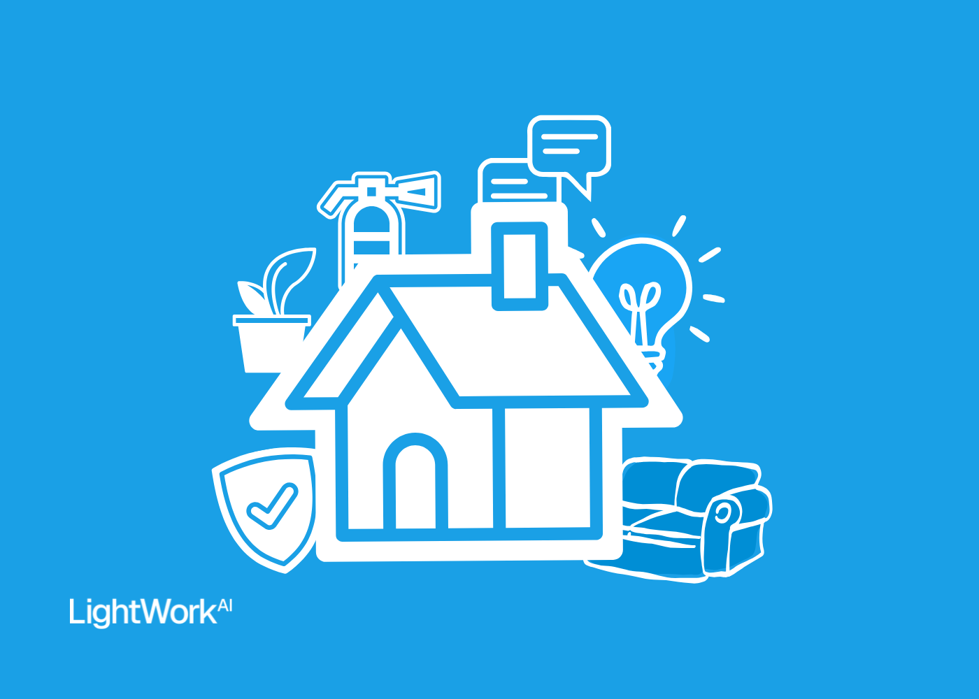 Graphic icons with LightWork AI logo