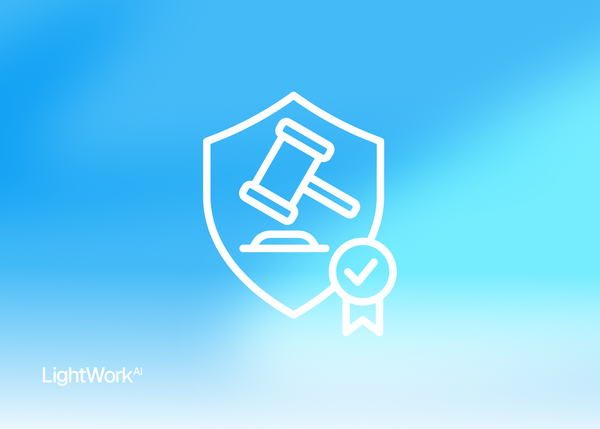 LightWork AI logo with stamp graphic