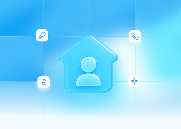 Feature image with blue background and house icon